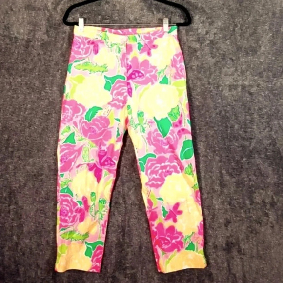Lilly pulitzer vintage pink crop pants women's size 8 - Picture 2 of 6